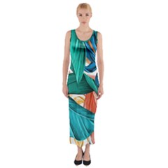 Leaves Tropical Exotic Fitted Maxi Dress by artworkshop