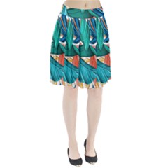 Leaves Tropical Exotic Pleated Skirt by artworkshop