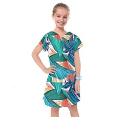 Leaves Tropical Exotic Kids  Drop Waist Dress by artworkshop