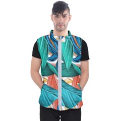 Leaves Tropical Exotic Men s Puffer Vest by artworkshop