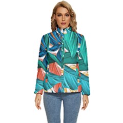 Leaves Tropical Exotic Women s Puffer Bubble Jacket Coat