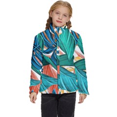 Leaves Tropical Exotic Kids  Puffer Bubble Jacket Coat