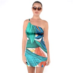 Leaves Tropical Exotic One Soulder Bodycon Dress by artworkshop