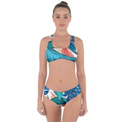 Leaves Tropical Exotic Criss Cross Bikini Set by artworkshop