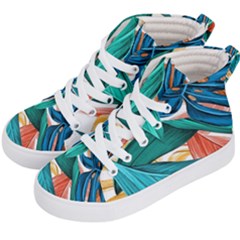 Leaves Tropical Exotic Kids  Hi-top Skate Sneakers by artworkshop