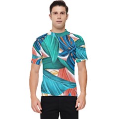 Leaves Tropical Exotic Men s Short Sleeve Rash Guard by artworkshop