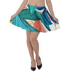 Leaves Tropical Exotic Velvet Skater Skirt by artworkshop