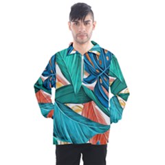 Leaves Tropical Exotic Men s Half Zip Pullover by artworkshop