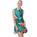 Leaves Tropical Exotic Sleeveless Shirt Dress View1