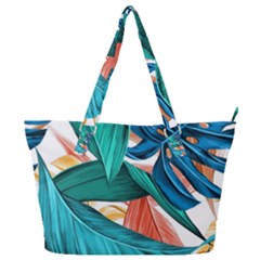 Leaves Tropical Exotic Full Print Shoulder Bag by artworkshop