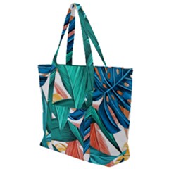 Leaves Tropical Exotic Zip Up Canvas Bag by artworkshop