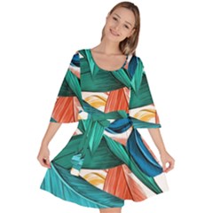 Leaves Tropical Exotic Velour Kimono Dress by artworkshop