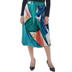 Leaves Tropical Exotic Classic Velour Midi Skirt  by artworkshop