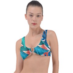 Leaves Tropical Exotic Ring Detail Bikini Top by artworkshop