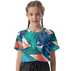 Leaves Tropical Exotic Kids  Basic Tee by artworkshop