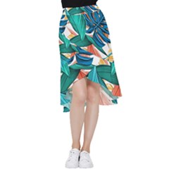 Leaves Tropical Exotic Frill Hi Low Chiffon Skirt by artworkshop