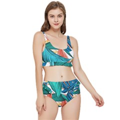 Leaves Tropical Exotic Frilly Bikini Set by artworkshop