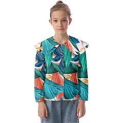 Leaves Tropical Exotic Kids  Peter Pan Collar Blouse by artworkshop