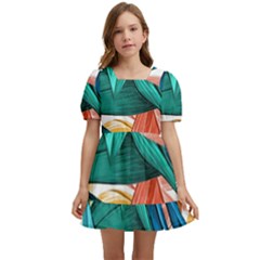 Leaves Tropical Exotic Kids  Short Sleeve Dolly Dress