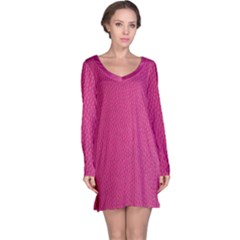 Pink Leather Leather Texture Skin Texture Long Sleeve Nightdress by artworkshop