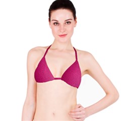 Pink Leather Leather Texture Skin Texture Bikini Top by artworkshop