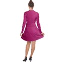 Pink Leather Leather Texture Skin Texture Long Sleeve Panel Dress View2