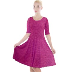 Pink Leather Leather Texture Skin Texture Quarter Sleeve A-line Dress by artworkshop