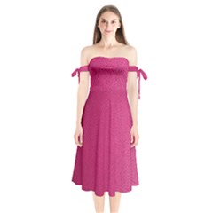 Pink Leather Leather Texture Skin Texture Shoulder Tie Bardot Midi Dress by artworkshop