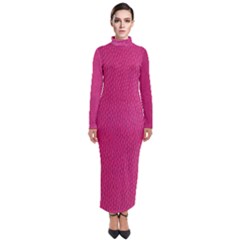 Pink Leather Leather Texture Skin Texture Turtleneck Maxi Dress by artworkshop