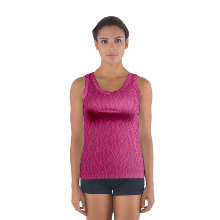 Pink Leather Leather Texture Skin Texture Sport Tank Top 