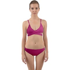 Pink Leather Leather Texture Skin Texture Wrap Around Bikini Set by artworkshop