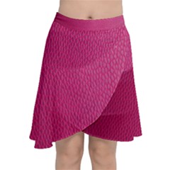 Pink Leather Leather Texture Skin Texture Chiffon Wrap Front Skirt by artworkshop