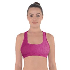 Pink Leather Leather Texture Skin Texture Cross Back Sports Bra by artworkshop