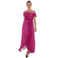 Pink Leather Leather Texture Skin Texture Off Shoulder Open Front Chiffon Dress