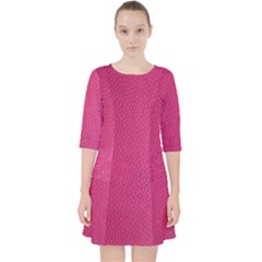 Pink Leather Leather Texture Skin Texture Quarter Sleeve Pocket Dress by artworkshop