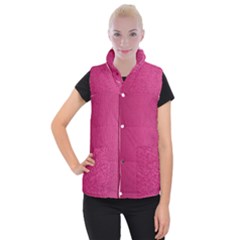 Pink Leather Leather Texture Skin Texture Women s Button Up Vest by artworkshop