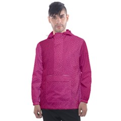 Pink Leather Leather Texture Skin Texture Men s Front Pocket Pullover Windbreaker by artworkshop