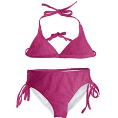 Pink Leather Leather Texture Skin Texture Kids  Classic Bikini Set by artworkshop