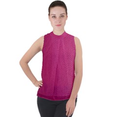 Pink Leather Leather Texture Skin Texture Mock Neck Chiffon Sleeveless Top by artworkshop