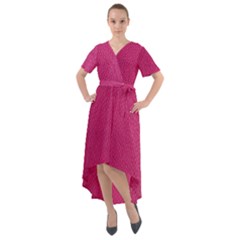 Pink Leather Leather Texture Skin Texture Front Wrap High Low Dress by artworkshop