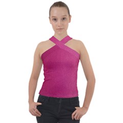 Pink Leather Leather Texture Skin Texture Cross Neck Velour Top by artworkshop