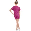 Pink Leather Leather Texture Skin Texture Kids  Mesh Tee and Shorts Set View2