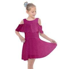 Pink Leather Leather Texture Skin Texture Kids  Shoulder Cutout Chiffon Dress by artworkshop