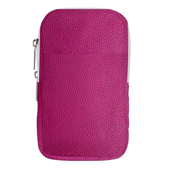 Pink Leather Leather Texture Skin Texture Waist Pouch (Large)