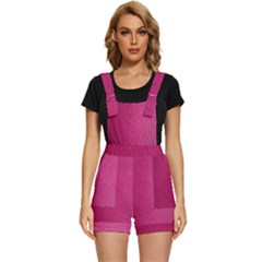 Pink Leather Leather Texture Skin Texture Short Overalls