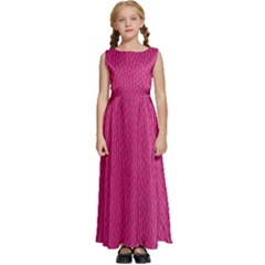 Pink Leather Leather Texture Skin Texture Kids  Satin Sleeveless Maxi Dress