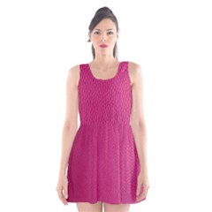 Pink Leather Leather Texture Skin Texture Scoop Neck Skater Dress by artworkshop