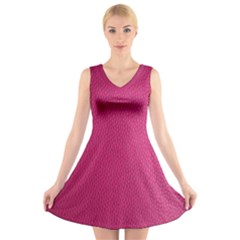 Pink Leather Leather Texture Skin Texture V-neck Sleeveless Dress by artworkshop