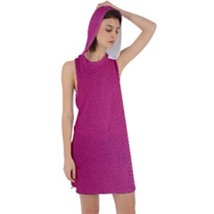 Pink Leather Leather Texture Skin Texture Racer Back Hoodie Dress by artworkshop