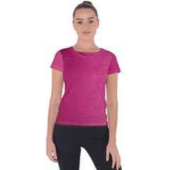 Pink Leather Leather Texture Skin Texture Short Sleeve Sports Top  by artworkshop